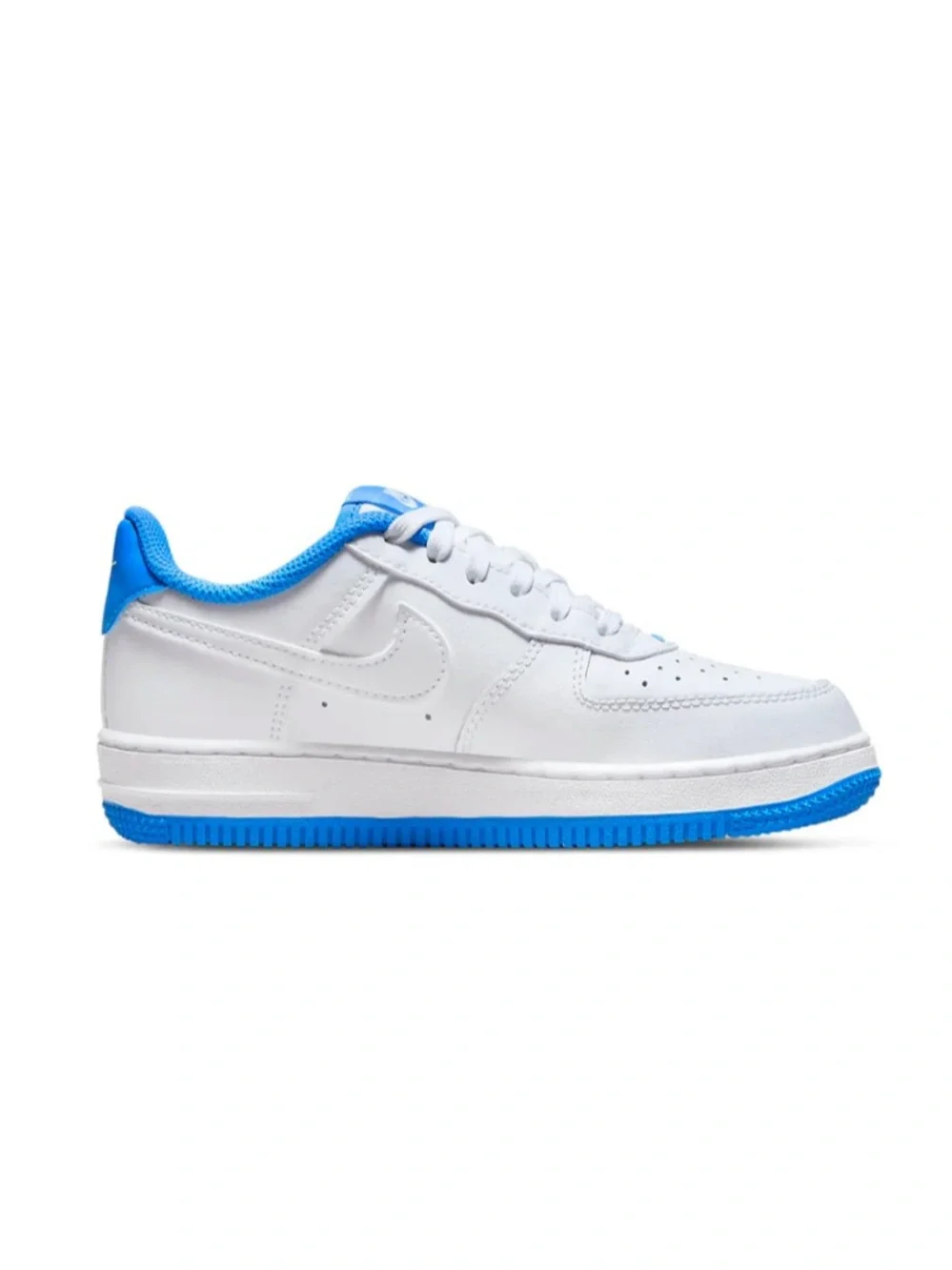 Nike Force 1 White and Light Blue Low-Top Sneakers